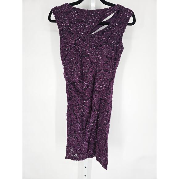 Sccarlett Women's Purple Sleeveless Lace Mesh Sequins Formal Dress Size 4 - Picture 4 of 4